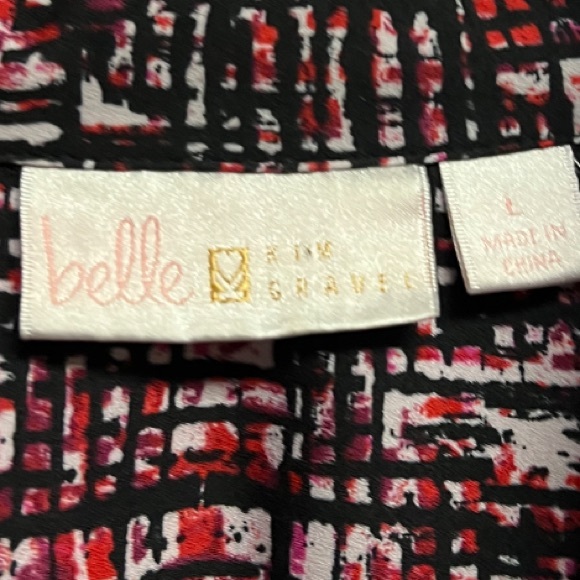 Belle by Kim Gravel Abstract Print Blouse Size Large - Picture 3 of 7